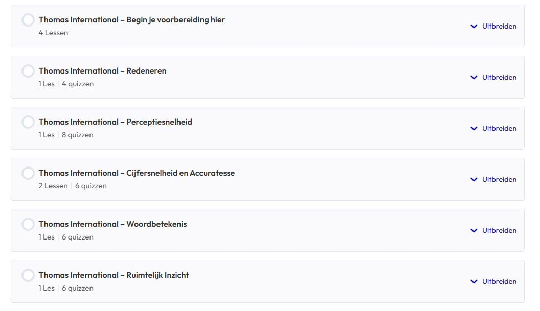 De verschillende GIA Test Onderdelen die je via Hellotest.nl kan oefenen.
