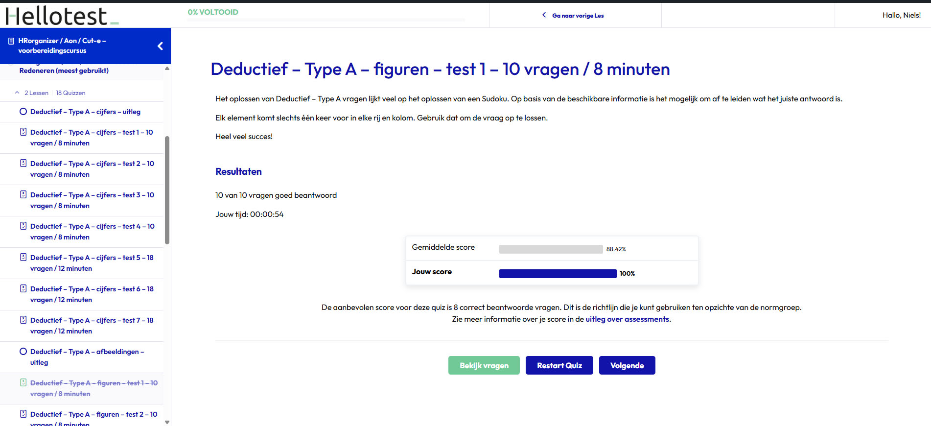 In ons systeem zie je wat de aanbevolen score is per onderdeel. Zo weet jij wanneer je klaar bent voor het KLM Cityhopper Assessment.
