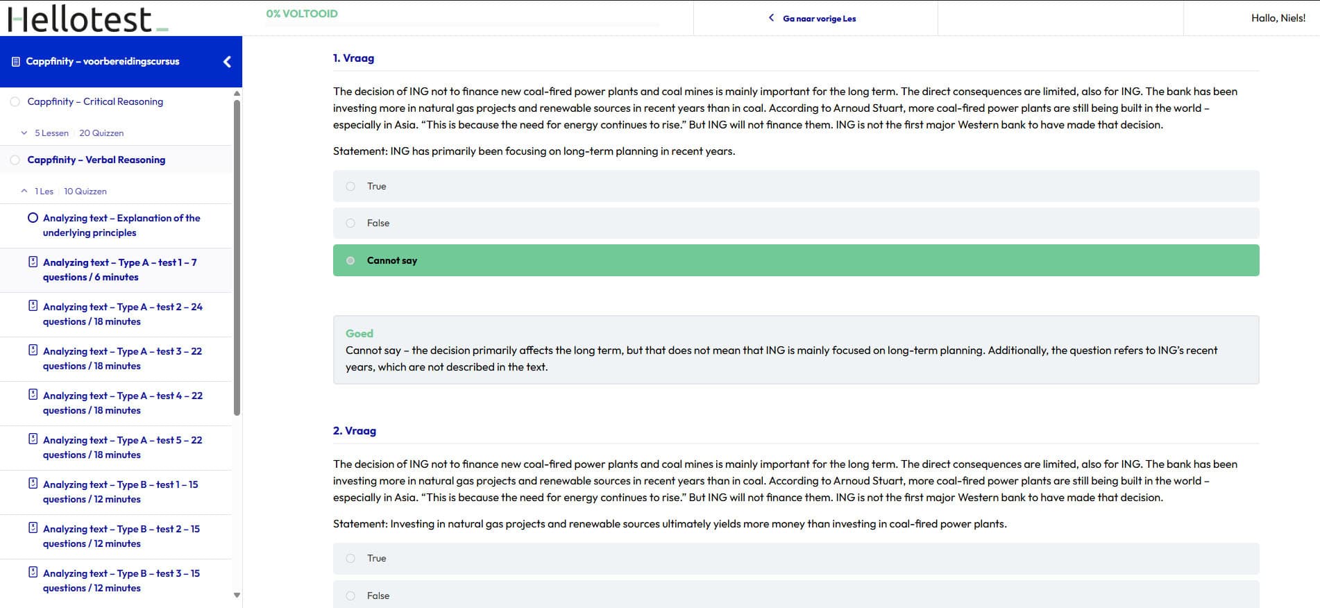 Na het maken van de oefentoetsen kan je jouw antwoorden inzien. Daarnaast krijg je dan de uitleg te zien hoe je tot het antwoord komt.