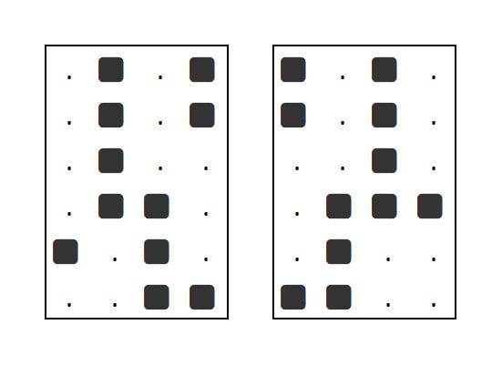 Bij de GridChallenge moet je niet alleen dingen onthouden maar ook aangeven of afbeeldingen symmetrisch zijn.