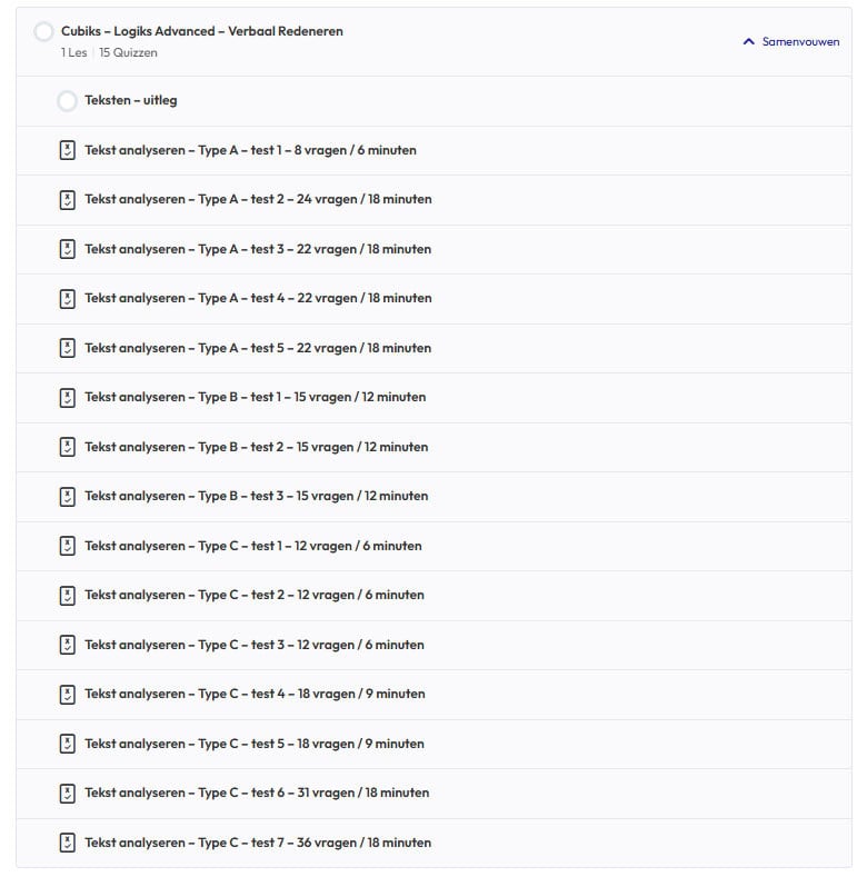 In ons oefenpakket bouwt de tijdsdruk en de moeilijkheidsgraad op zodat je steeds beter wordt in het type vraag van de Logiks General Advanced.