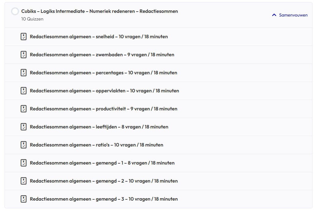 De moeilijkheidsgraad en tijdsdruk bouwt op in het oefenmateriaal van Hellotest.nl. Daardoor krijg je een goede testsimulatie van de Logiks Intermediate.
