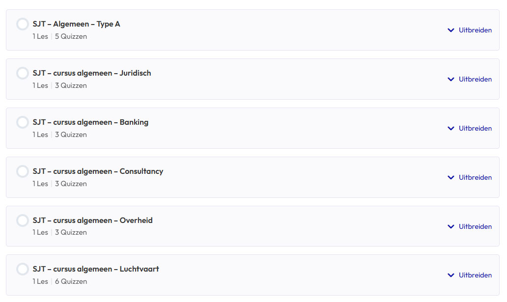 Equalture Team Tactics is een variant op de Situational Judgement Test. Hellotest.nl heeft een SJT cursus die je op de SJT in het algemeen en specifieke branche varianten voorbereidt.