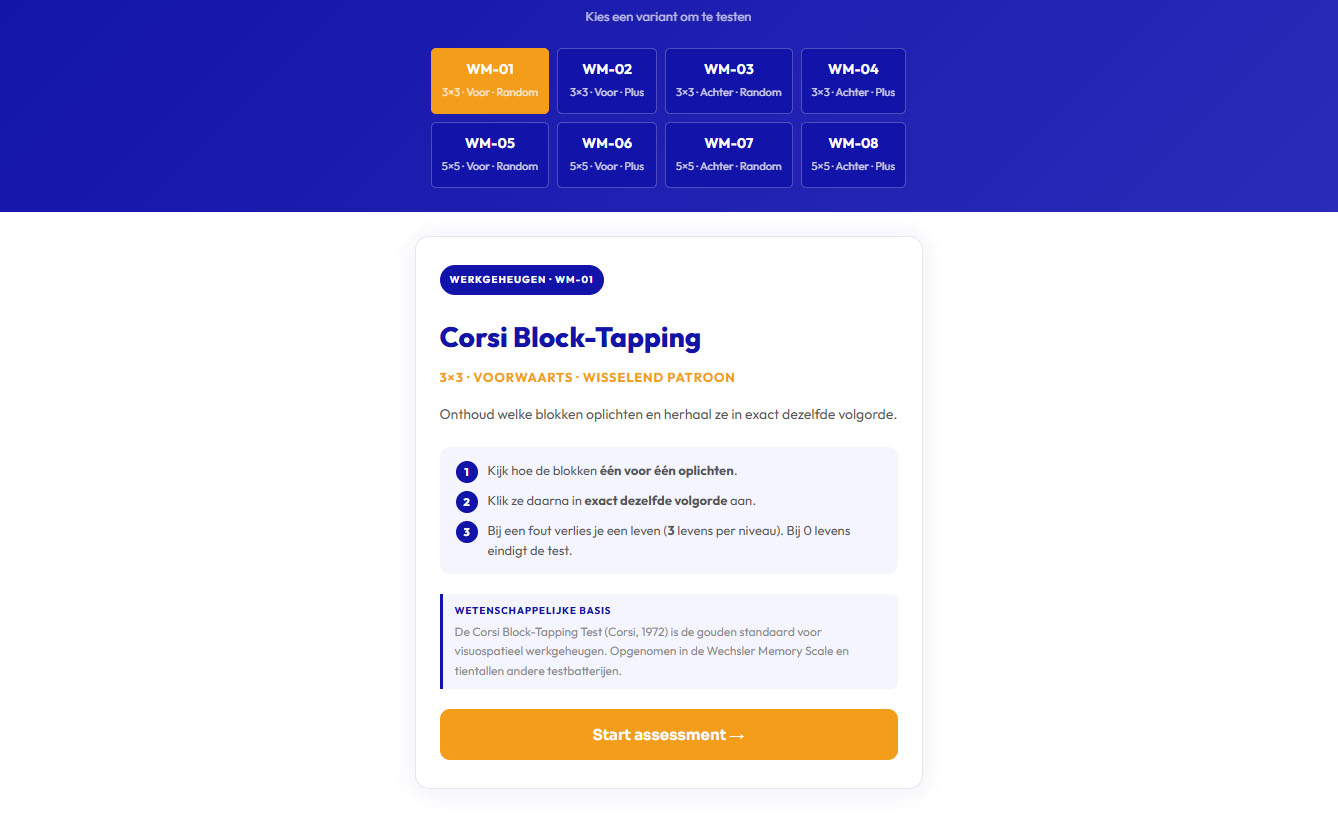De Brainsfirst NeurOlympics Collect is een werkgeheugen spel. Bij Hellotest.nl kan je meerdere verschillende werkgeheugen spellen oefenen om jouw werkgeheugen in korte tijd te verbeteren.